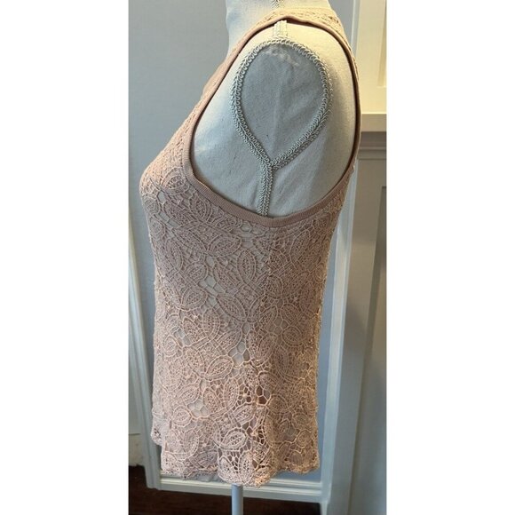 Sundance Sleeveless Top With Crochet Overlay Blush Women's Size Small - Picture 2 of 12
